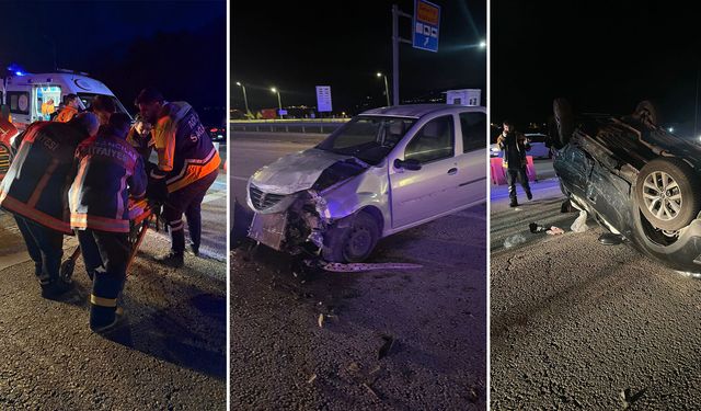 Feci kazada otomobil ters döndü: 7 kişi yaralandı