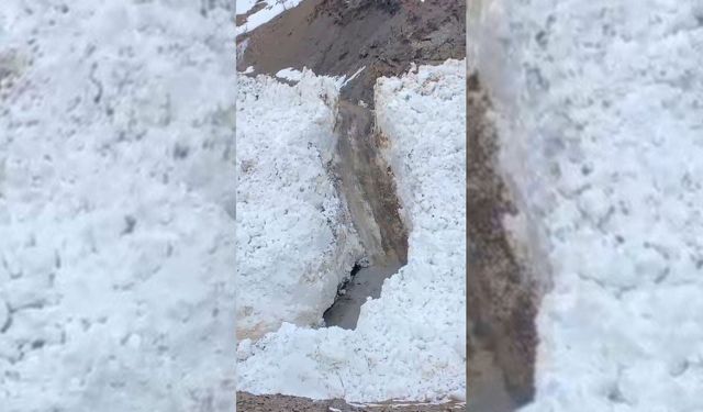 Bitlis'te köy yoluna çığ düştü