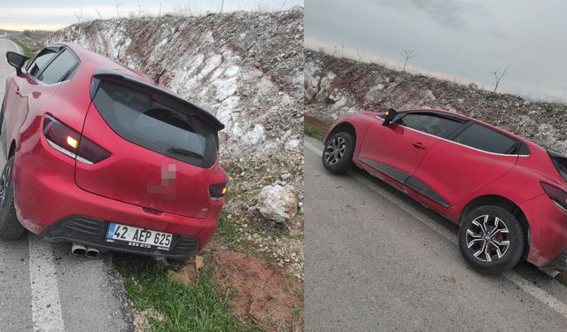 Siirt’te kontrolden çıkan araç askıda kaldı