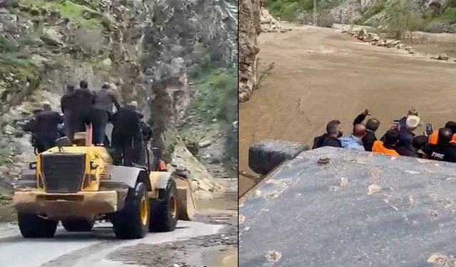 Hakkari’de Dere Taştı: İşçiler Kepçeyle Taşındı