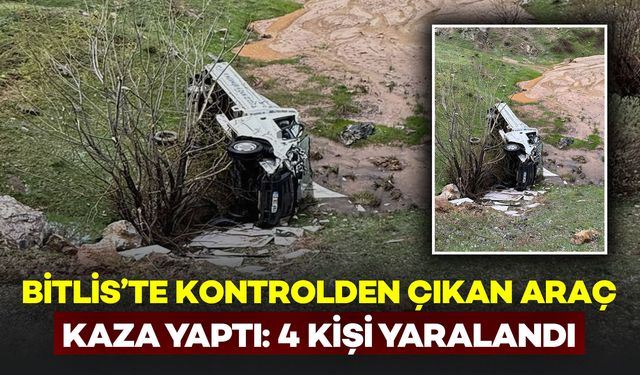 Bitlis'te Kontrolden Çıkan Otomobil Kaza Yaptı: 4 Kişi Yaralandı