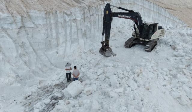 Bitlis'in yanı başında yaz mevsiminde kartopu keyfi