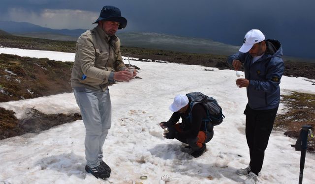 Haziran ayının ortasında Nemrut'un zirvesinde karlı pekmez keyfi