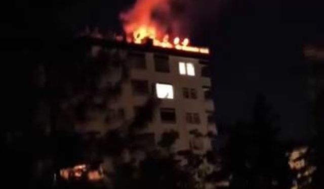 8 katlı binadaki yangına itfaiye müdahale etti