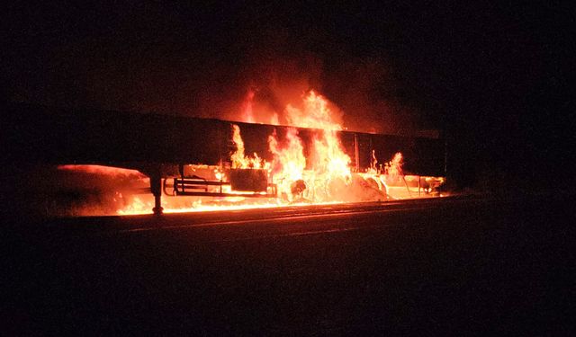 Bitlis'te Bulgur Yüklü Tırın Dorsesi Alevlere Teslim Oldu