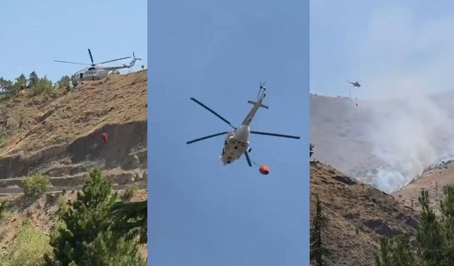 Dağ Yangınına Helikopter Destekli Müdahale