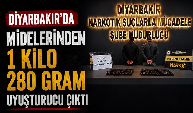 Diyarbakır’da Midelerinden 1 Kilo 280 Gram Uyuşturucu Çıktı