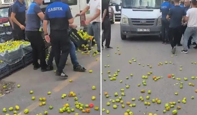 Siirt'te zabıta denetiminde gerginlik: Ürünlerini yola döktü