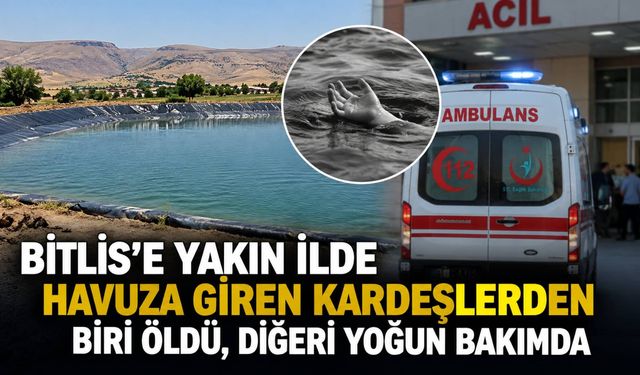 Bitlis'e yakın ilde havuza giren 2 kardeşten biri hayatını kaybetti