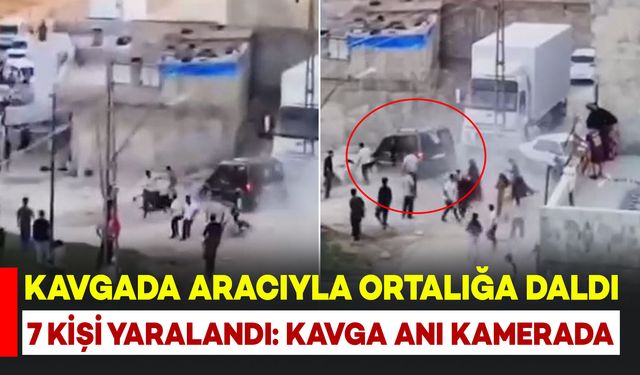 Kavgada aracıyla kalabalığın arasına daldı: 7 yaralı, o anlar kamerada