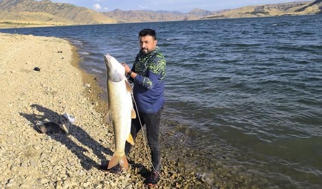 Keban Baraj Gölü'nde 30 kiloluk dev turna yakalandı
