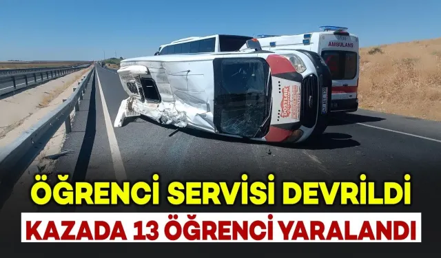 Öğrenci servisi devrildi: 13 öğrenci yaralandı