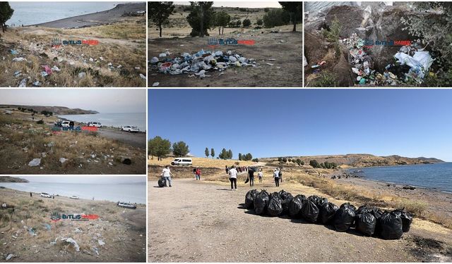 Bitlis Haber’in gündeme getirdiği Van Gölü kıyılarında temizlik çalışması yapıldı