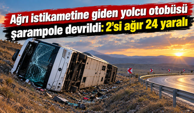 Yolcu otobüsü şarampole devrildi: 2'si ağır 24 yaralı