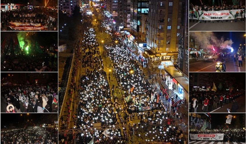 Diyarbakır'da Yılbaşı Gecesinde Gazze İçin Yoğun Katılımla Yürüyüş Düzenlendi