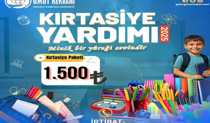 Umut Kervanı Bingöl Derneği’nden kırtasiye yardımı