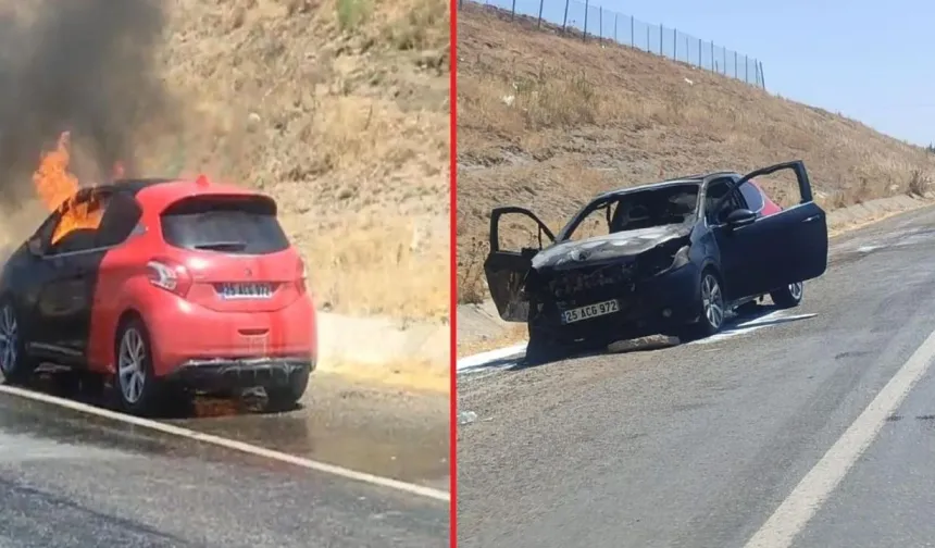 Seyir Halindeki Otomobil Alev Alev Yandı