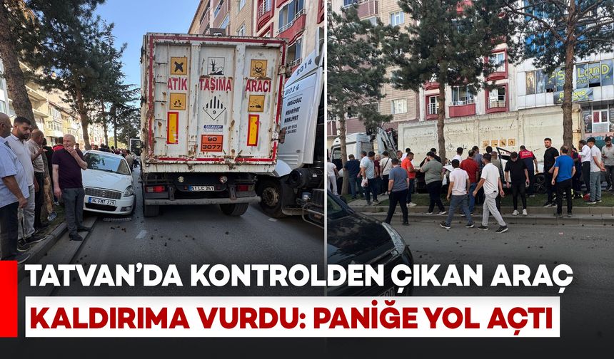 Tatvan'da Kontrolden Çıkan Araç Kaldırıma Vurdu