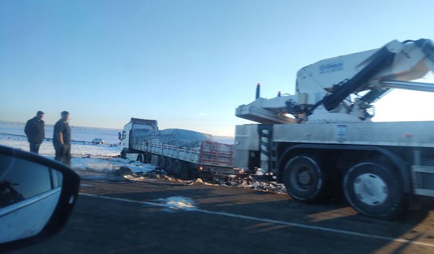 Kontrolden çıkan tır yoldan çıkarak tarlaya uçtu