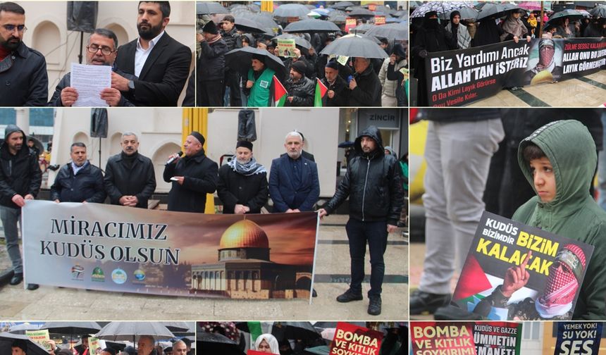 Yağmura rağmen Batman'da "Kudüs Miracımız Olsun" etkinliğine yoğun katılım