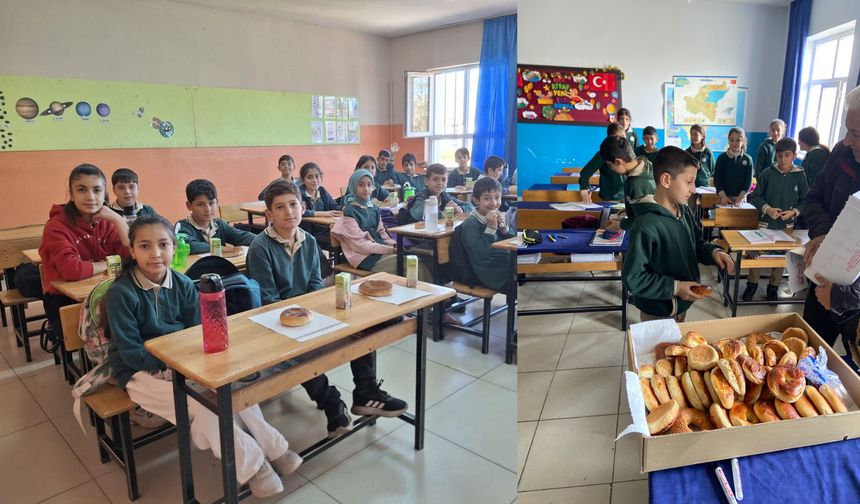 Güroymak’ta öğrencilere  bin 800 simit ve poğaça dağıtıldı