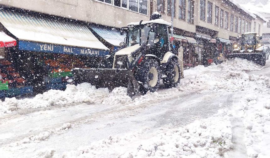 Bitlis Belediyesi'nin Karla Mücadele Ekipleri Sahada