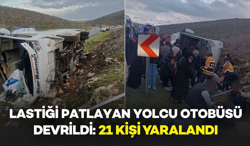 Lastiği Patlayan Yolcu Otobüsü Devrildi: 21 Yaralı