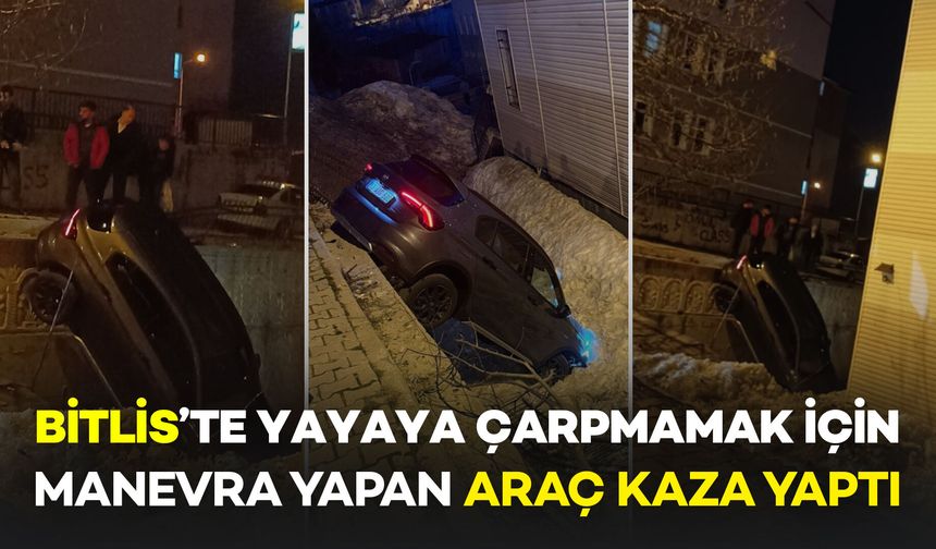 Bitlis’te Yayaya Çarpmamak İçin Manevra Yapan Araç Okul Bahçesine Düştü