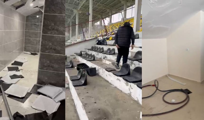 Şırnak Taraftarı Bitlis Eren Stadyumu'nu tahrip etti
