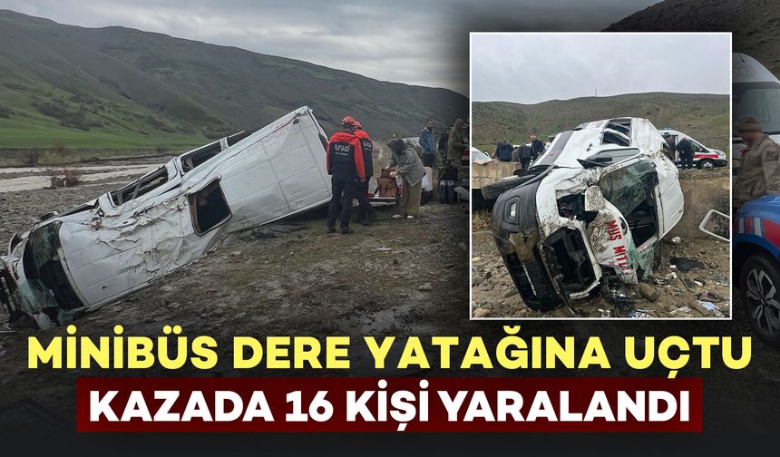 Muş Kara Yolunda Minibüs Dere Yatağına Yuvarlandı: 16 Yaralı