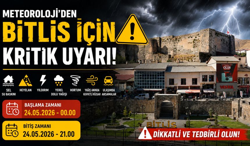 Meteorolojiden Bitlis İçin Kuvvetli Yağış Uyarısı