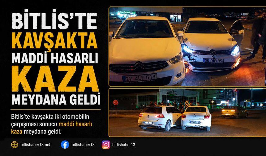 Bitlis’te Kavşakta Maddi Hasarlı Kaza Meydana Geldi