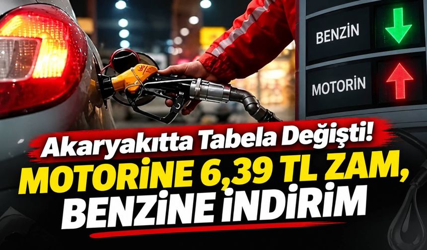 Akaryakıtta Tabela Değişti! Motorine 6,39 TL Zam, Benzine İndirim